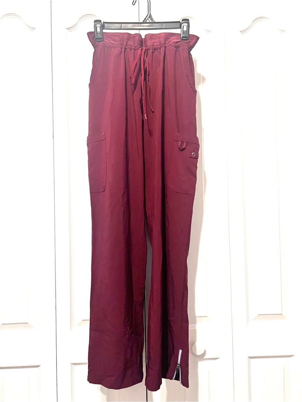 Urban Performance Scrub/Athletic Burgundy Drawstring Cargo Pants-Medium-Stretch